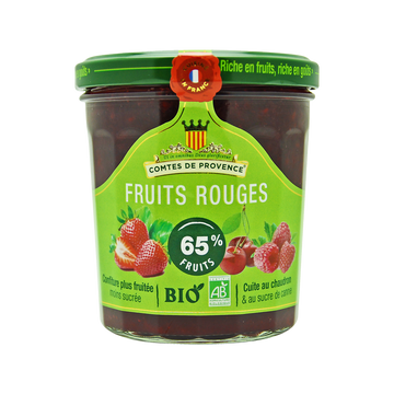 Confiture de fruits rouges bio, LES COMTES DE PROVENCE, pot de 350g