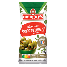 Olives vertes au piment d'epelette MENGUY'S 170g