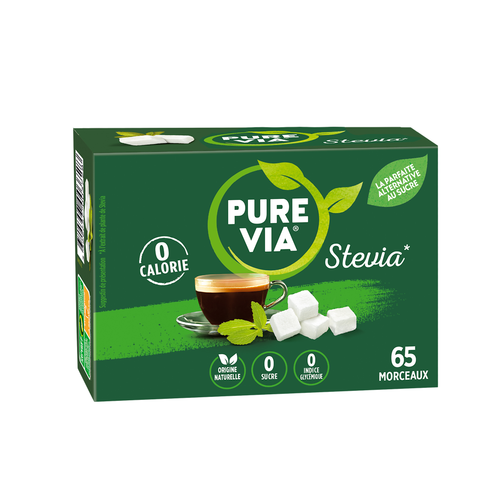 Edulcorant à la stévia PURE VIA, boîte de 65 morceaux soit 130g