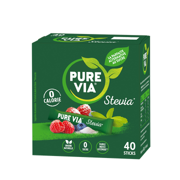 Sucre PURE VIA, boîte de 40 sticks soit 60g