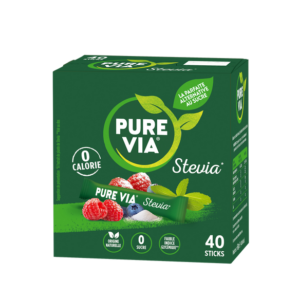 Sucre PURE VIA, boîte de 40 sticks soit 60g
