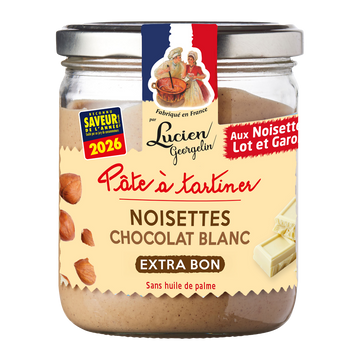 Pâte à tartiner noisette du lot & Garonne & chocolat blanc LES RECETTES CUITES AU CHAUDRON LUCIEN GEORGELIN, 400G
