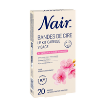 Cire dépilatoire Froide en bandes Visage Peau Sensible Caresse SpécialFleur de Cerisier NAIR, x20 bandes