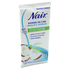 Cire froide pour le maillot et les aisselles parfum coco NAIR, x16