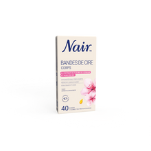 Cire froide dépilatoire pour le corps parfum fleur de cerisier et huile de riz NAIR, 40 bandes
