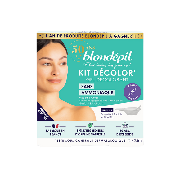 Gel décolorant visage sans amoniaque BLONDEPIL, 2x25ml soit 50ml