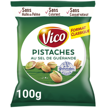 Pistaches salées au sel de guérande VICO, sachet de 100G