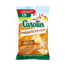 Lingettes sols & Parquets Huile Lin CAROLIN x15