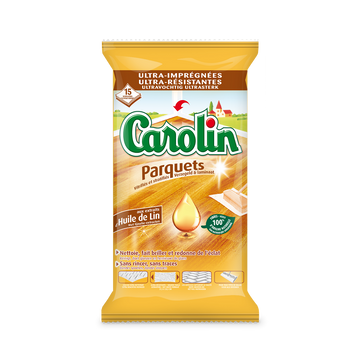 Lingettes huile de lin pour parquets vitrifiés et stratifiés CAROLIN -15 unités