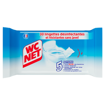 Lingettes wc désinfectantes résistantes et biodégradables WC NET - 30unités