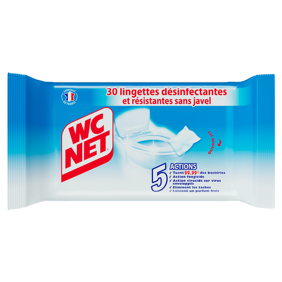 Lingettes wc désinfectantes résistantes et biodégradables WC NET - 30unités