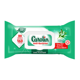 Lingettes anti-bactérien huile essentielle arbre à thé CAROLIN - 80 unités