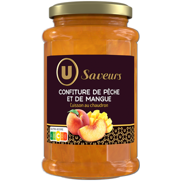 U SAVEURS Confiture de pêche et mangue , pot de 315g