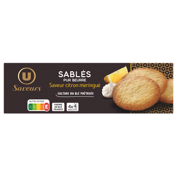 U SAVEURS Biscuits Sablés saveur citron meringué , 120g