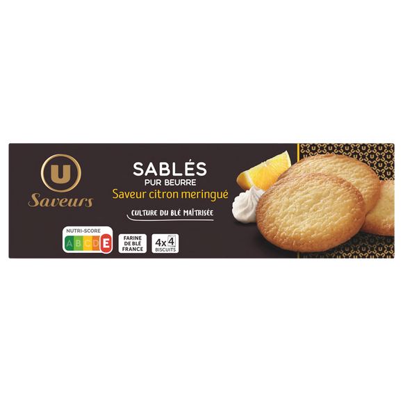 U SAVEURS Biscuits Sablés saveur citron meringué , 120g