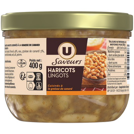 U SAVEURS Haricots lingots cuisinés à la graisse de canard 400g
