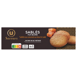 U SAVEURS Biscuits Sablés saveur caramel au beurre salé étui 120g