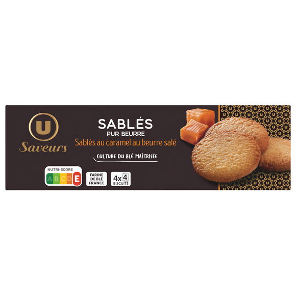 U SAVEURS Biscuits Sablés saveur caramel au beurre salé étui 120g