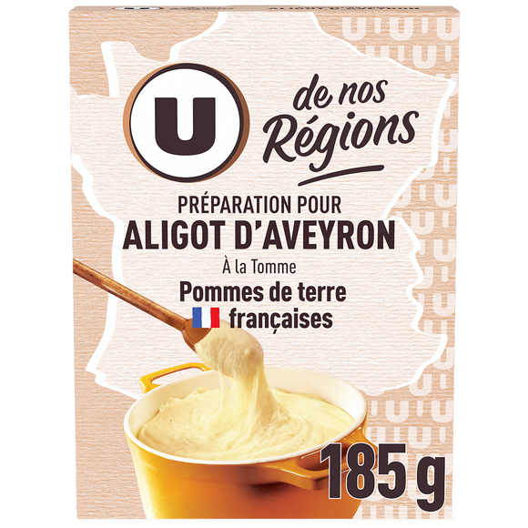 U DE NOS REGIONS Préparation pour aligot d'Aveyron, 3/4 parts, sachet de 185g
