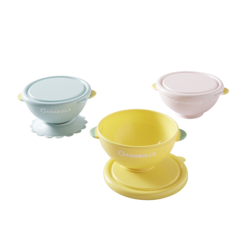 Lot de 3 bols + couvercles + 1 ventouse antiderapante BADABULLE