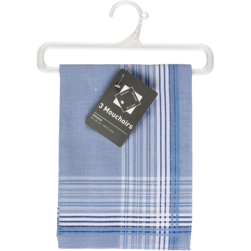 Lot de 3 mouchoirs homme carreaux tisses 40x40cm