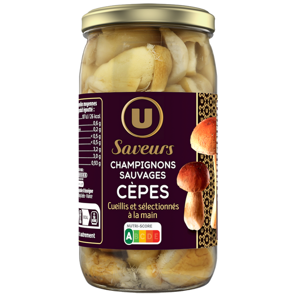 U SAVEURS Cèpes champignons sauvages - Bocal de 185g net égoutté