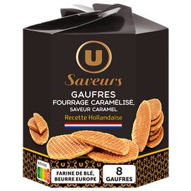 U SAVEURS Gaufres hollandaises fourrage caramélisé saveur caramel 250g