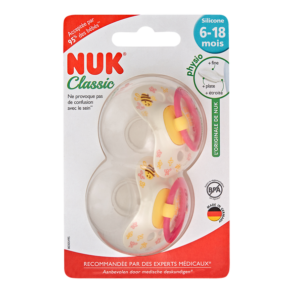 Sucette x2 silicone bout physiologique new classic 6-18 mois NUK