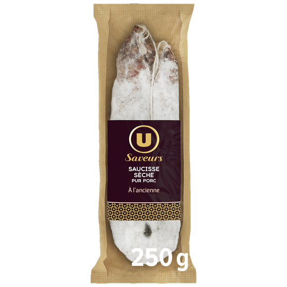 U SAVEURS Saucisse sèche courbe à l'ancienne Pur Porc - 250g
