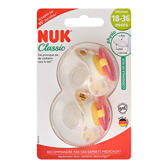 Sucette x2 silicone bout physiologique new classic 18-36 NUK