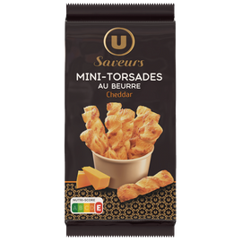 U SAVEURS Minifeuilleté torsades beurre et fromage  paquet de 100g