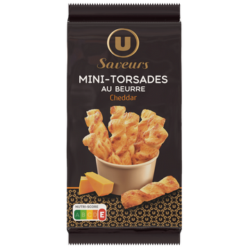 U SAVEURS Minifeuilleté torsades beurre et fromage  paquet de 100g