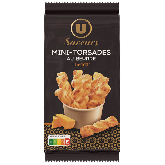 U SAVEURS Minifeuilleté torsades beurre et fromage  paquet de 100g