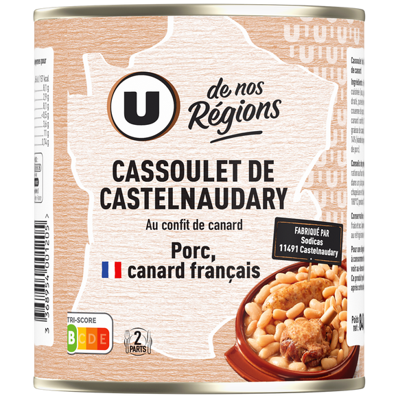 U DE NOS REGIONS Cassoulet au confit de canard - Boîte 840g