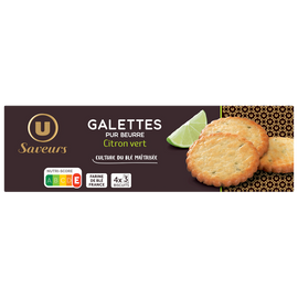 U SAVEURS Biscuits Galettes au citron vert 100g