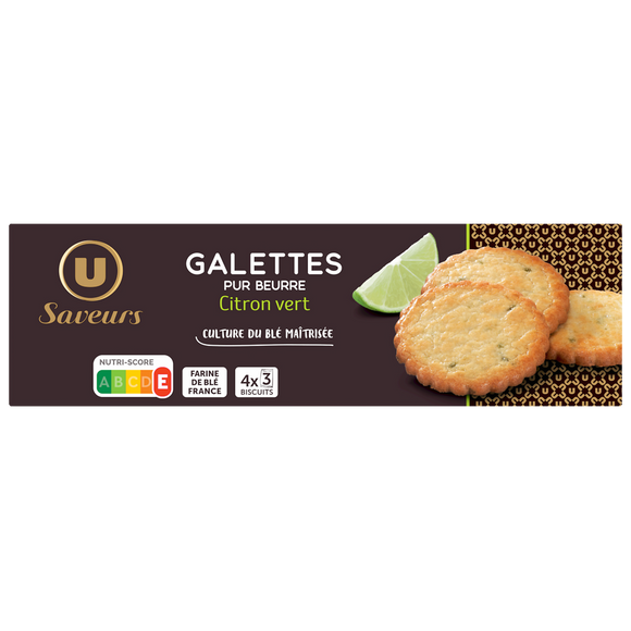 U SAVEURS Biscuits Galettes au citron vert 100g