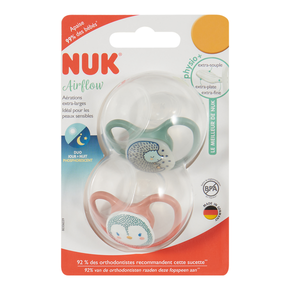 Sucettes x2 silicone 0-6m airflow NUK