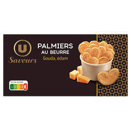 U SAVEURS Palmiers salés fromage  sachet de 80g