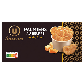 U SAVEURS Palmiers salés fromage  sachet de 80g