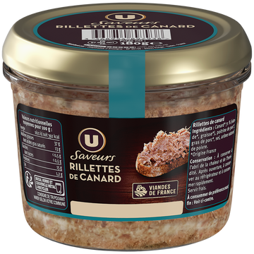 U SAVEURS Rillettes de canard  180g