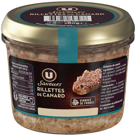 U SAVEURS Rillettes de canard  180g