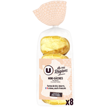 U DE NOS REGIONS Mini gâche pur beurre à la crème fraîche x8, 360g