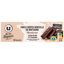 U DE NOS REGIONS Crêpes dentelles de Bretagne enrobées de chocolat noir 100g