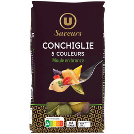 U SAVEURS Pâtes Conchiglie 5 couleurs  sachet de 500g
