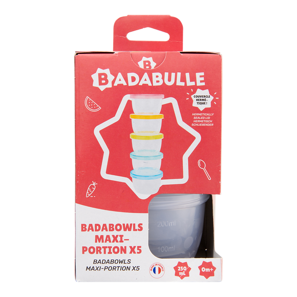 Lot de 5 maxi portion de 250 ml BADABULLE