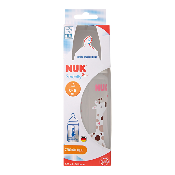 Biberon col large tetine physio silicone serenity plus NUK