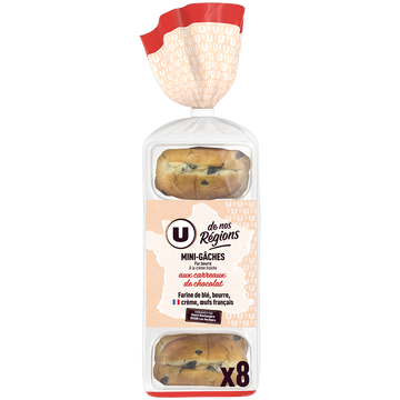 U DE NOS REGIONS Mini gâches aux carreaux de chocolat Belge 360g