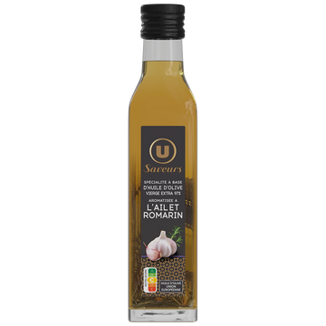 U SAVEURS Spécialité à base d'huile d'olive vierge extra 97% aromatisée à l'Ailet au Romarin  bouteille de 25cl