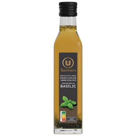 U SAVEURS Spécialité à base d'huile d'olive vierge extra 99,7% aromatisée au basilic  bouteille de 25cl