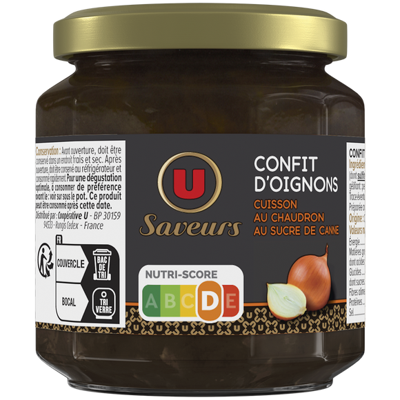 U SAVEURS Confit d'Oignons cuisson au chaudron au sucre canne U SAVEURS 115g